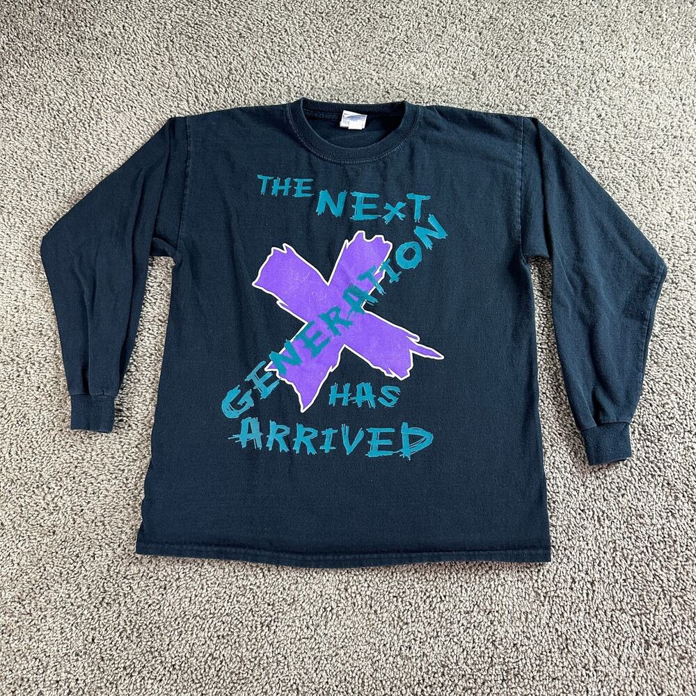 Generation X Shirt Boys Extra Large Black Blue Long KC Long Sleeve Kids